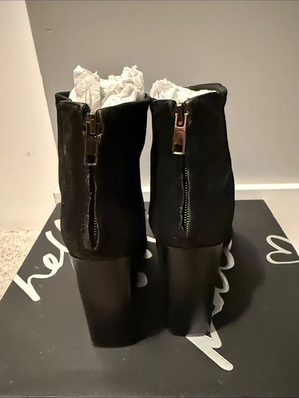 Banana Republic Black Leather Block Heel Ankle Boots